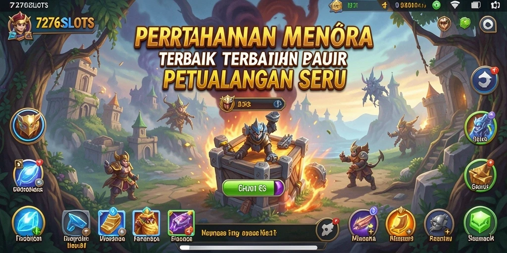 Tampilan gameplay menarik 7276SLOTS dalam pertahanan menara.