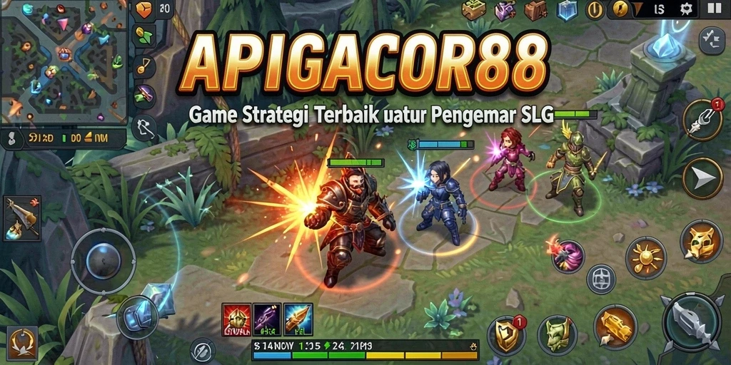 Tampilan dinamis gameplay APIGACOR88 dengan strategi mendalam.
