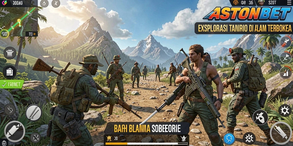 Screenshot gameplay ASTONBET menampilkan petualangan seru di dunia terbuka.