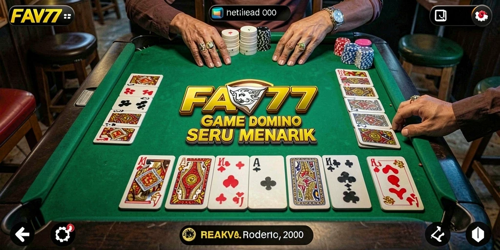 Screenshot utama FAV77 menampilkan gameplay Domino yang seru.