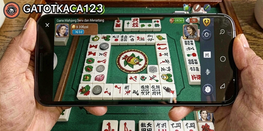 Tampilan gameplay menarik dalam GATOTKACA123 dengan papan Mahjong.