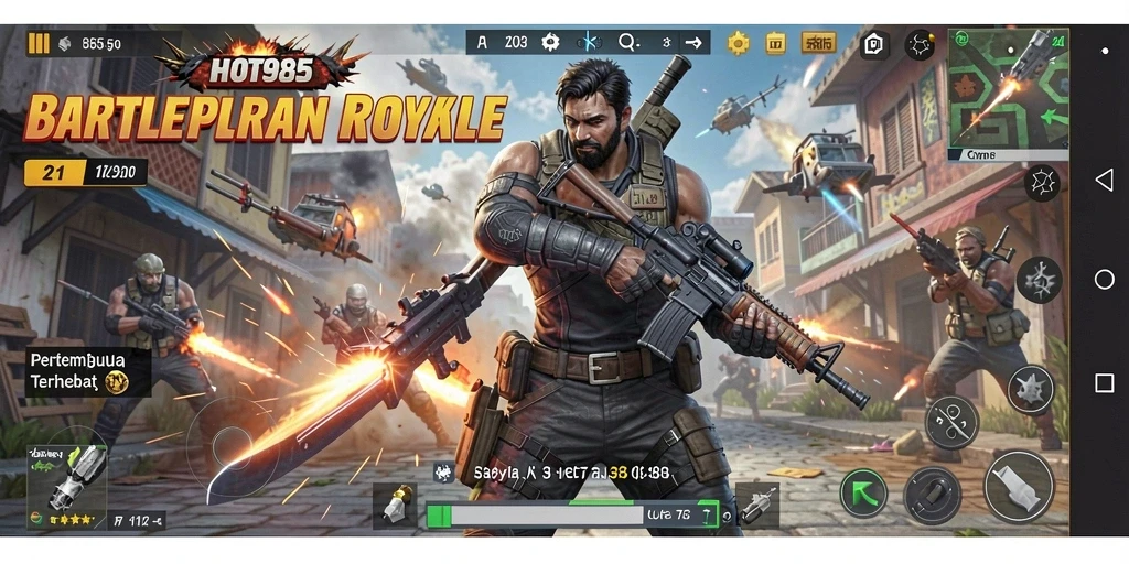 Gameplay seru HOT985 dalam pertempuran Battle Royale.