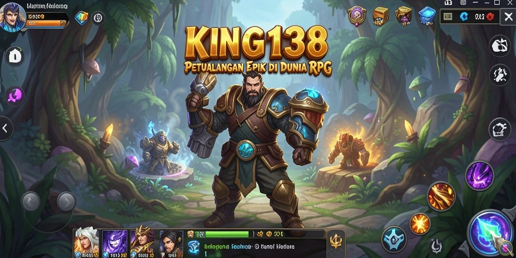 Tampilan utama KING138 menunjukkan aksi RPG yang seru dan mendebarkan.