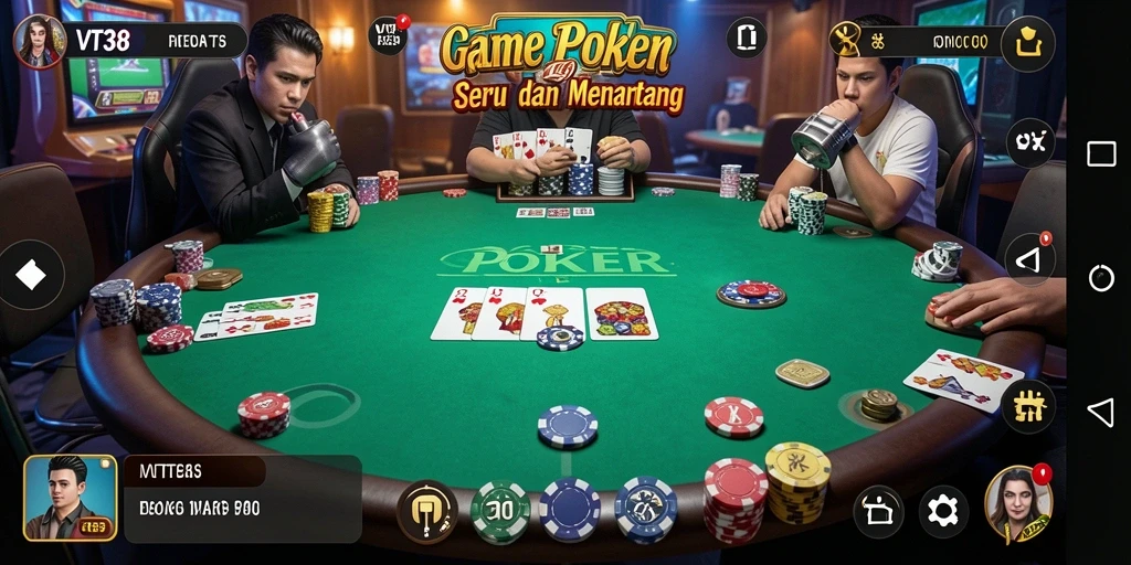 Tampilan gameplay Poker yang mendebarkan dan interaktif dari VT38.