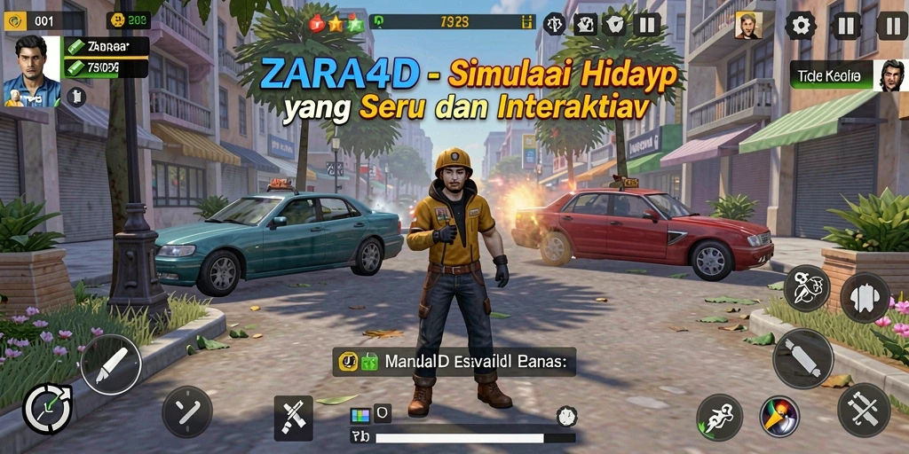 Gameplay ZARA4D dengan interaksi dan eksplorasi dunia virtual.
